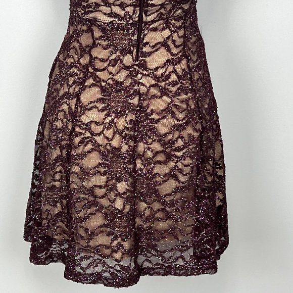 Emerald Sundae Plum Sequin Mini Dress Fit Flare Sleeveless Juniors size Small - Picture 8 of 12